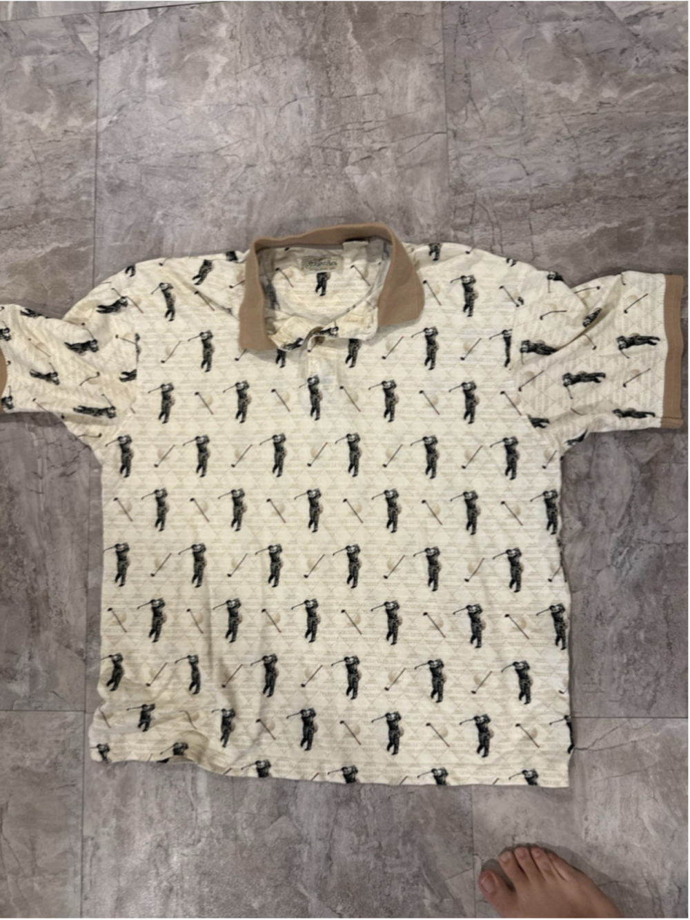 VTG 90s St. Johns Bay Golf All Over Print Polo Golf Shirt Cotton Golf Sz L - Picture 2 of 5